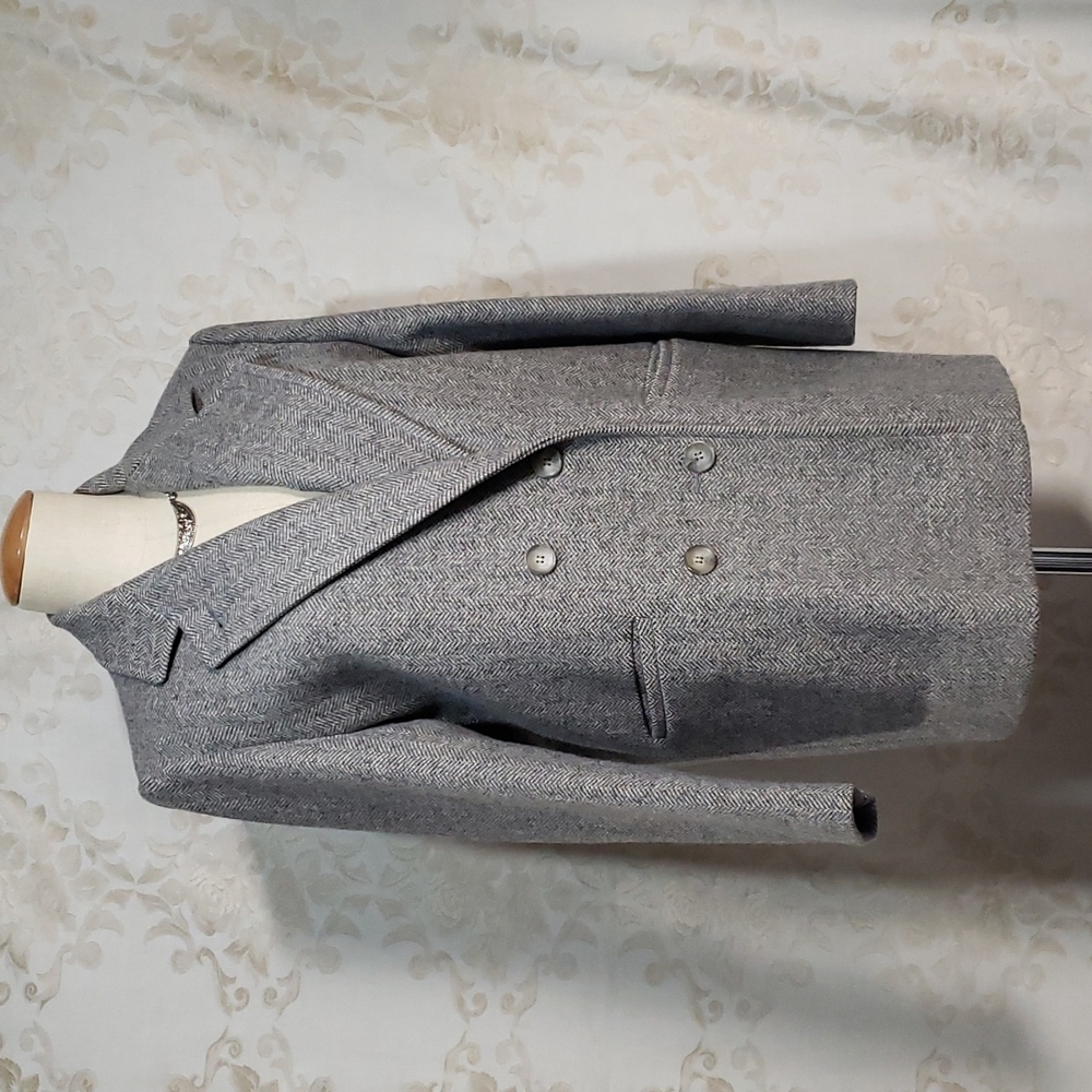 Karen 100% Wool Gray Double Breasted Vintage Coat L